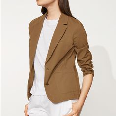 Eileen Fisher Organic Cotton Poplin Shaped Blazer Nwt. Color: Chestnut. 2 Available Sz.Ps And Sz. Pp. Chic Brown Cotton Outerwear, Cotton Blazer With Pockets For Day Out, Brown Cotton Blazer For Work, Brown Cotton Workwear Blazer, Casual Cotton Blazer For Day Out, Everyday Beige Cotton Blazer, Brown Blazer For Day Out In Spring, Classic Everyday Blazer For Spring, Brown Spring Day Out Blazer