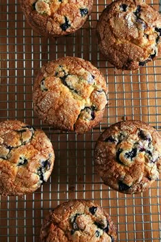 blueberry muffins cooling on a wire rack