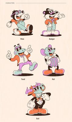 an image of cartoon characters doing different things in the style of disney's cartoons