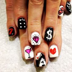 Vegas nails Las Vegas Nails Ideas, Nails Vegas, Pin Up Nails, Bachelorette Nails, Rockstar Nails, Nail Room Ideas