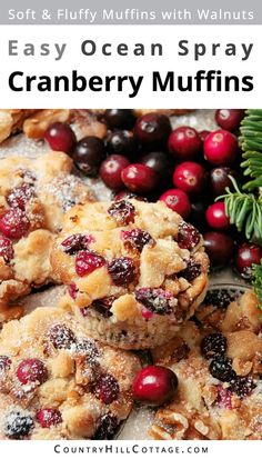 cranberry muffins with text overlay