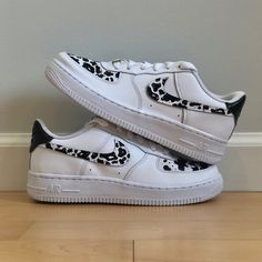 'The Charlie' Nike AF1 (Women) Toddler Shoe Size Chart, Cow Print Pattern, Black And White Cow Print, Nike Kids Shoes, Toddler Nike Shoes, White Cow Print, Black And White Cow, Shoe Size Chart Kids, Dr Shoes