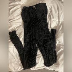 I Ordered This For My Bday And It Came Too Late To Wear So I’m Selling It Since Their Shipping Took Forever And It’s Nearly Impossible To Return Back To Australia! It’s Super Cute For A Nye Outfit! Black Fitted Ruched Bodysuit, Black Ruched Fitted Bodysuit, Fitted Black Ruched Bodysuit, Fitted Black Ruched Pants, Fitted Ruched Black Pants, Fitted Ruched Jumpsuits And Rompers For Night Out, Fitted Ruched Pants For Party, Stretch Ruched Pants For Party, Stretch Ruched Party Pants