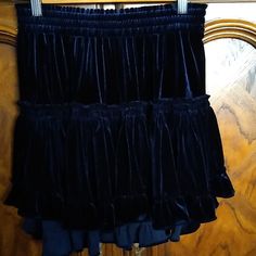 Misa Los Angeles Tiered, Assymmetrical, Velvet Skirt, Dark Blue Velvet, Extra Small. Fabric Content 90% Viscose, 10% Spandex. Made In The Usa. Perfect For The Holidays! Nwt Blue Velvet Skirt, Dark Blue Velvet, Velvet Skirt, Blue Velvet, Dark Blue, Womens Skirt, Angeles, Velvet, Spandex