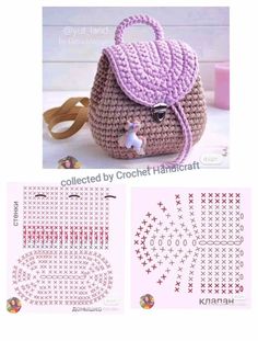 a crocheted purse with the instructions to make it