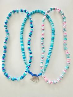 These 3 necklaces are perfect for summer to spice up trendy summer looks. They look awesome together and by themselves. These necklaces all look super good with the ocean bracelet collection and the preppy pink collection too Cute Preppy Necklaces, Preppy Bracelet Ideas Summer, Preppy Necklace, Preppy Necklaces, Summer Necklaces, Make Clay Beads, Popular Things, Business Accessories, Ocean Bracelet