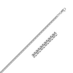 3.0mm 14K White Gold Gourmette Chain | Richard Cannon Jewelry White Gold Cuban Link Bracelet With Curb Chain, White Gold Cuban Link Necklace With Curb Chain, White Gold Chain, White Gold Chains, Ring Watch, Gold Pendant Necklace, Ring Collections, Pricing Jewelry, Toe Rings