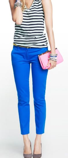 Look Office, Blue Dress Pants, Outfit Trends, Blue Outfit, Looks Chic