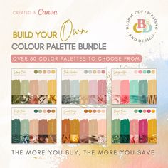 the color palettes to choose from are shown in different colors and sizes, with text below