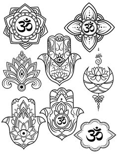 an image of hamsah and lotus tattoo designs