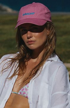 The Bright baseball cap is the must-have beach accessory. Crafted from cotton canvas with a timeless curved brim silhouette. The cap is designed with an embroidery logo, six panels and eyelet embroidery for the ultimate style and comfort. A perfect hat for any sunny day. Head circumference: 58 cm Trendy Cotton Baseball Cap For Vacation, Spring Vacation Cotton Baseball Cap, Casual Summer Hats With Cotton Sweatband, Summer Curved Brim Trucker Hat For Everyday, Sporty Summer Baseball Cap With Curved Bill, Casual Pink Trucker Hat For Beach, Sporty Summer Baseball Cap With Visor, Casual Pink Trucker Hat For The Beach, Cotton Trucker Hat For The Beach