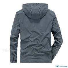 OrcaJump - Autumn Oversized Casual Windbreaker Jacket with Detachable Hood. Gray Outerwear For Fall Outdoor Activities, Gray Fall Outerwear For Outdoor, Gray Hooded Weatherproof Outerwear, Gray Weatherproof Hooded Outerwear, Winter Gray Raincoat With Pockets, Solid Outerwear With Adjustable Hood For Outdoor Activities, Gray Hooded Parka For Outdoor Activities, Spring Windproof Hooded Jacket, Gray Parka With Detachable Hood For Outdoor