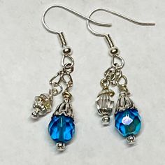 Apostle Creations Gorgeous Silver With Clear & Teal Swarovski Dangle Earrings One Of A Kind. New, Never Worn. Sterling Fish Hook Style. Came From Our On Line Web Store. Nickel-free Colorful Dangle Beaded Earrings, Blue Drop Earrings With Dangling Charms, Nickel-free Blue Beaded Earrings For Gifts, Pumpkins Crafts, Unique Blue Beaded Nickel-free Earrings, Line Web, Unique Blue Beaded Earrings Nickel-free, Creative Earrings, Blue Glass Earrings With Dangling Beads