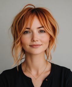 Posh Layered Pixie with Fall Hair Colors Copper Blonde: Autumn Edge. Copper Two Tone Hair, Copper Hair With Curtain Bangs, Layered Copper Hair, Ash Copper Hair, Copper Peekaboo Hair, Copper Pixie, Rust Hair, Blonde Autumn, Fall Hair Colors Copper