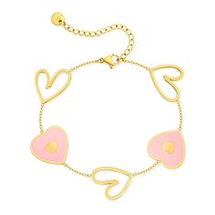 PRICES MAY VARY. [Linawe Pink Heart Charm Bracelet]: Elevate your style and make a statement with the Linawe Love Bracelet - a trendy and cute jewelry perfect for women and teen girls, crafted with delicate and cute details, making it a charming addition to your jewelry collection. Whether you're going for a y2k, boho or preppy style, add a touch of romance and sweetness to your outfit. [Cute Jewelry Set to Create Your Unique Look]: We also have matching Heart Stud Earrings, Heart Dangle Earring Adjustable Bracelet For Valentine's Day, Trendy Rose Gold Heart Bracelet For Gift, Valentine's Day Gift Bracelets With Lobster Clasp, Valentine's Day Gift Bracelet With Lobster Clasp, Cute Gold Bracelets For Valentine's Day, Double Heart Charm Bracelet For Valentine's Day, Heart Bracelet For Best Friend, Trendy Heart Bracelet For Mother's Day, Valentine's Day Double Heart Charm Bracelet For Friendship