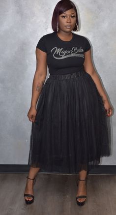 Black Tulle Skirt Outfit, Black Tulle Skirt, Tulle Skirts Outfit, Girls Tulle Skirt, Sneaker Ball, Tulle Skirt Black, Tulle Maxi Skirt, Midi Skirt Outfit, Trendy Plus Size Fashion