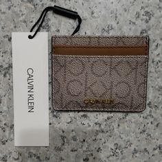 Nwt Ck Card Holder Luxury Brown Card Holder For Daily Use, Black Compact Card Holder, Key Card Holder, Womens Calvin Klein, Calvin Klein, Black And Brown, Card Holder, Women Accessories, Women Shopping