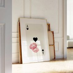 Queen Of Hearts Bedroom, Deck Of Cards Room Decor, Ace Wall Art, Ace Of Hearts Poster, Playing Card Wall Art, Ace Of Hearts Wall Art, Modern Apartment Decor, Ace Card, Girly Decor