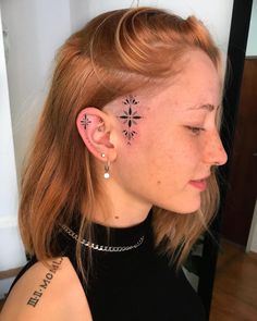 Star Face Tattoo, Under Eye Tattoo, Small Face Tattoos, Face Tats, Face Tattoos For Women, Throat Tattoo, Ear Tattoos, Head Tattoo, Face Tattoos