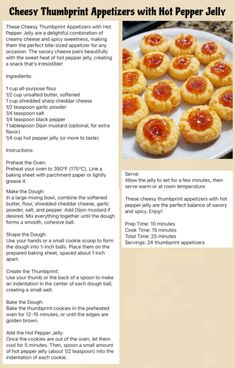 the recipe for cheesy thumppin appetizers with hot pepper jelly is shown