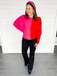 This sweater was made just for you! With its gorgeous color block style with pink and red, Samantha Pink & Red Color Block Sweater is sure to turn heads. The super soft rib knit material and dolman sleeve style provide all-day comfort to keep you feeling cozy and looking stylish. Ready, set, style! Gorgeous color block style with pink and red color combo Super soft rib knit material Dolman sleeve style Boat neck Perfect for Valentine's Day! Available in sizes S-L Size down if in between Carrie i Red Color Combo, Small Watch, Short Cardigan, Set Style, Block Style, Button Front Cardigan, Color Block Sweater, Pink And Red, Color Combo