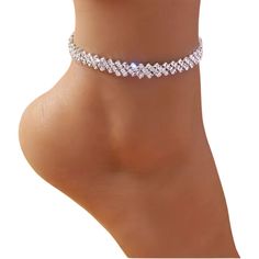 Fiery Alternating Rhinestones Glimmer On This Dazzling Silver Anklet That's Sure To Make A Statement. Adjustable Silver Rhinestone Anklets, Elegant Silver Anklets With Bling, Elegant Silver Bling Anklets, Wedding Anklets With Rhinestones And Crystal, Elegant Crystal Anklets With Adjustable Fit, Adjustable Crystal Anklets In Elegant Style, Crystal Anklets For Parties, Elegant Rhinestone Anklets For Party, Elegant Bling Anklets For Party