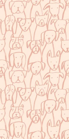 a drawing of many dogs on a pink background