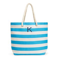 Extra Large Wide Stripe Cabana Tote - Sky Blue - The Knot Shop Striped Tote Bag, Holdall Bag, Leather Weekender Bag, Blue Tote Bag, Fabric Tote Bags, Fabric Tote, Blue Tote, Etsy Bridesmaid Gifts, Vegan Leather Bag