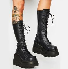 Platform Shoes Boots, Motorcycle Riding Boots, Black Lace Up Shoes, High Heel Stiefel, Platform Boots Chunky, Winter Shoes For Women, Super High Heels, New Rock, Zipper Boots