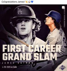 the first career grand slam poster features two baseball players