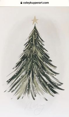 a drawing of a christmas tree with stars on it