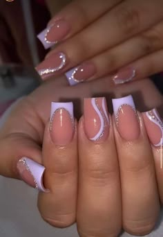 Holiday Acrylic Nails, Unghie Sfumate, Purple Acrylic Nails, Lilac Nails, Purple Nail Designs, Fancy Nails Designs