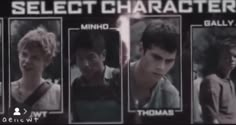 an advertisement for the movie's select character, which features four young men with different facial expressions