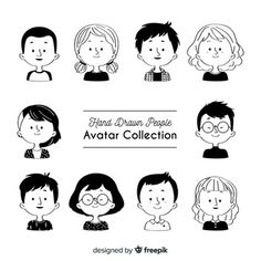 the avatars of different people are drawn in black and white on a white background