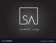 the letter sa is made up of square and rectangles in white on a black background