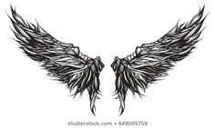 two black and white wings on a white background