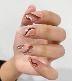 50+ Insane Cute Fall Nail Designs You'll Want To Copy - Lifestyle With Amal Brown Acrylic Nails, Almond Acrylic, October Nails, Nails Almond, Fall Nail, Fire Nails, Dream Nails, Pretty Acrylic Nails