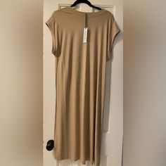 Super Comfy. Cap Sleeve. Would Look Super Cute With Boots And A Long Cardigan Or Dressed Up With Heels And A Belt. Casual Stretch Beige Midi Dress, Blush Midi Dress, Black Collared Shirt, Burgundy Floral Dress, Forest Green Dresses, Blue Satin Dress, Turtleneck Midi Dress, Flowy Midi Dress, Button Down Shirt Dress