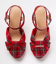 Finished with the perfect twist, this chic and comfy platform pair takes your favorite look to new heights - effortlessly. Adjustable ankle strap. Padded footbed for comfort. 3 3/4" heel.,Imported:Imported Loft Plaid Twist Platform Sandals Size 7 1/2 Tango Red Women's by Loft Size Regular - 7 1/2 Tango Red Women's Pumps, Footwear Plaid Shoes Heels, Red Patent Leather Platform Sandals, Red Plaid Kitten Shoes, Red T-strap Sandals With Ankle Strap, Loft Store, Plaid Heels, Black/red Plaid Heels Size 11, Loft Outlet, Detail Shop