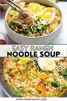 Easy Ramen Noodle Soup Healthy Ramen Noodles, Ramen Noodles Recipe, Ramen Soup Recipes, Healthy Ramen, Homemade Broth, Ramen Recipes Easy, Easy Ramen, Top Ramen