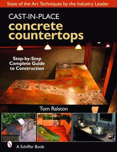 a book cover with an image of a kitchen counter top and the words cast - in - place concrete counters