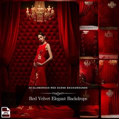 red velvet elegant backdrops with chandelier in the background for photoshopping