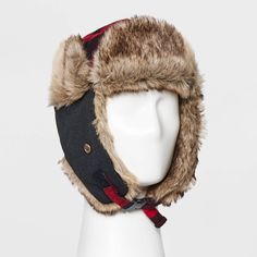 Give your winter looks a stylish finish with this Acrylic Buffalo Plaid Faux Fur Trapper Hat from Goodfellow & Co™. Made from a heavyweight woven fabric and filling, this lined faux fur trapper hat offers your head and ears all-day cozy comfort. Designed with a chinstrap hook-and-loop fastener for a snug fit, the buffalo plaid hat makes a standout addition to your collection of winterwear. Goodfellow & Co™: Feel good in what you wear, anywhere. Windproof Hats With Ear Flaps For Fall, Winter Outdoor Hat With Faux Fur Trim, Insulated Brimmed Winter Hats, Adjustable Hats With Faux Fur Trim For Cold Weather, Adjustable Faux Fur Trim Hats For Cold Weather, Adjustable Faux Fur Trim Cold Weather Hats, Wool Hats With Fleece Lining For Cold Weather, Adjustable Hats With Faux Fur Lining For Fall, Adjustable Hat With Faux Fur Lining For Fall