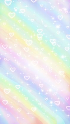 an abstract rainbow background with hearts and stars