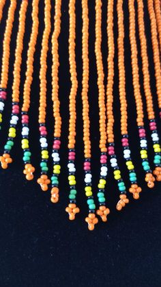 ON SALE Zulu Beaded Choker necklace, African Choker necklace, Beaded Necklace for women, Tassel neck Orange Dangling Beads For Jewelry Making, Colorful Beaded Orange Necklace For Festivals, Colorful Orange Beaded Necklaces For Festivals, Orange Beaded Dangle Necklaces, Orange Dangling Beads For Festivals, Orange Dangling Beads For Festival, Orange Necklaces With Colorful Beads For Festivals, Festival Beaded Necklaces With Dangling Beads, Traditional Beaded Fringe Necklace As Gift