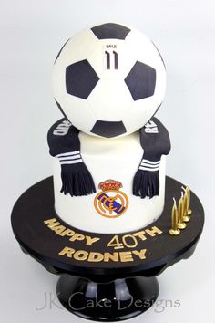 a birthday cake made to look like a soccer ball