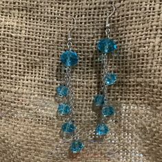 Blue Faceted Glass Earrings, They Are Handmade. The Earrings Are Made With Glass Faceted Beads And Silver Chain. They Come From A Smoke Free Home. Glass Bead Earrings, Jewelry Blue, Faceted Glass, Bead Earrings, Earrings Color, Glass Earrings, Faceted Bead, Glass Bead, Blue And Silver