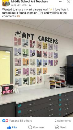 an image of a school room with pictures on the wall and bulletin board behind it