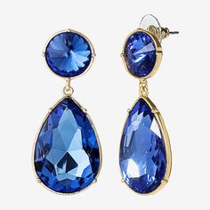 Included: 1 Pair of EarringsEarring Back: PostShape: TeardropMetal Color: Gold ToneEarring Length: 51.9mmEarring Width: 22mmCare: Wipe CleanStone Type: 4 GlassEarrings Style: Drop EarringsMetal: AlloyCountry of Origin: Imported Glass Drop Earrings, Earrings Drop, Earrings Blue, Type 4, Jessica Simpson, Jewellery And Watches, Gold Tones, Color Blue, Women Jewelry