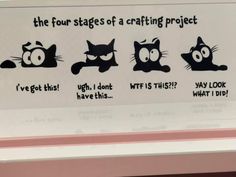 the four stages of a crafting project sticker is shown in black and white